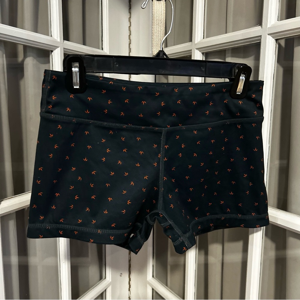 Women's Black Athletic Shorts with Pink Pattern